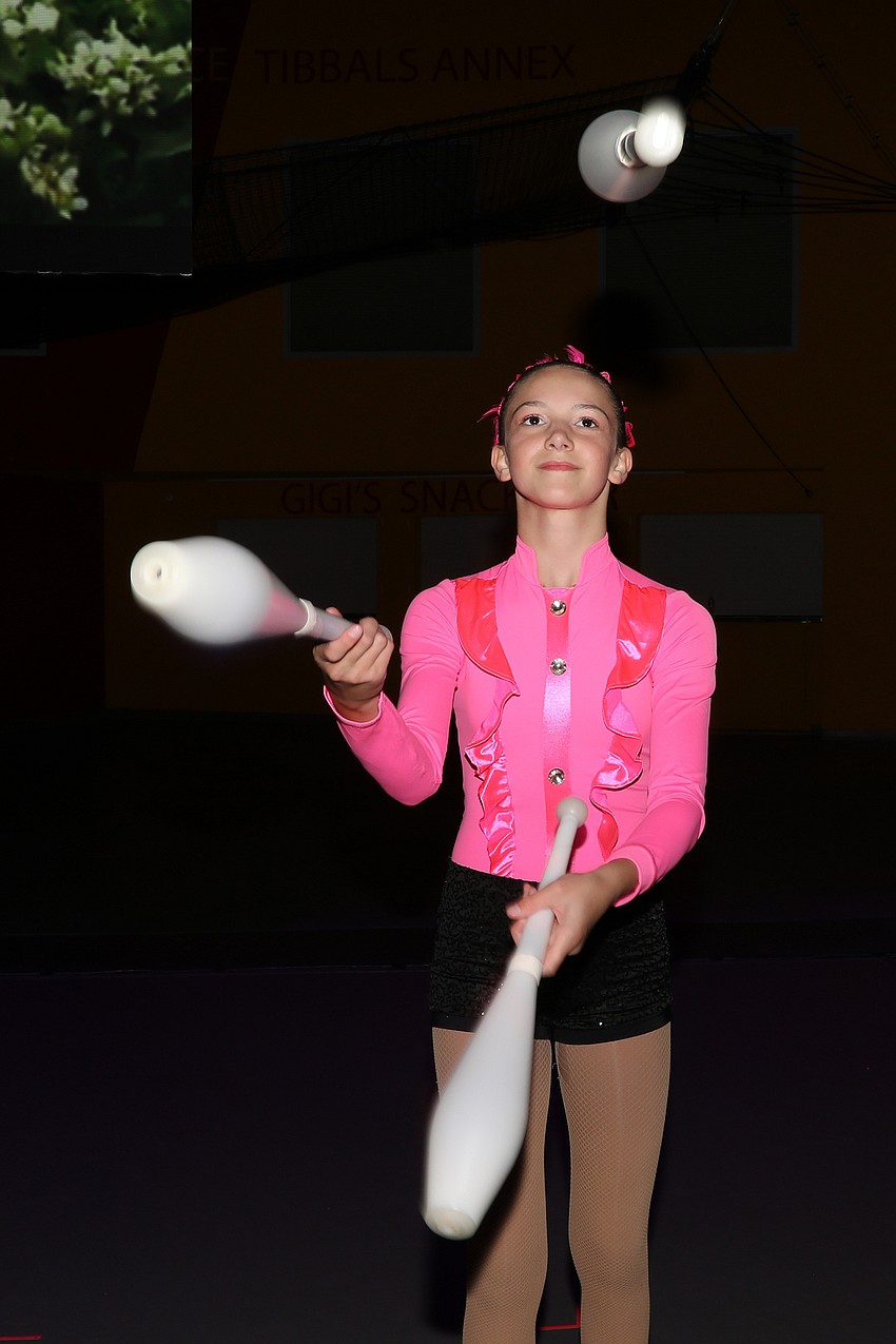 Mariah Schroeder shows off her juggling prowess during the gala held at Circus Arts Conservatory.