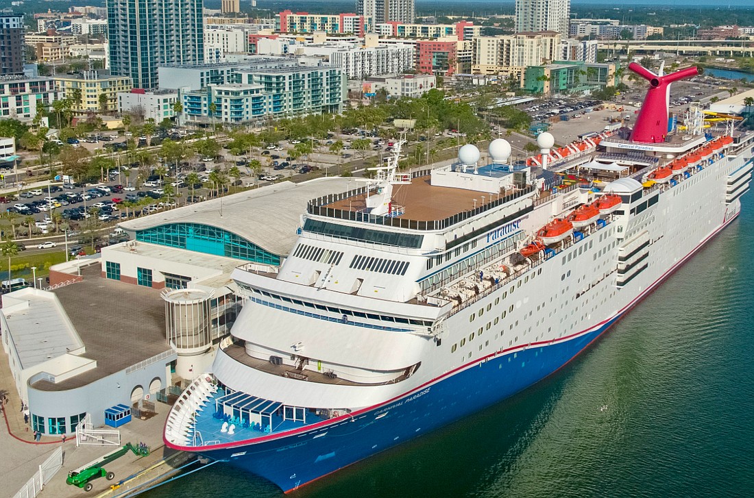 A Carnival Cruise ship is docked in Tampa.