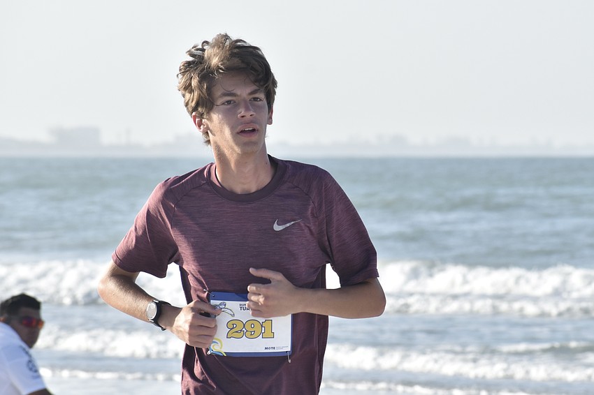 Jackson Mitchell, 16, nears the end of the race.