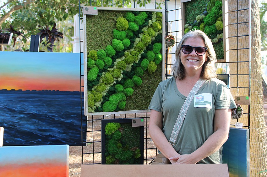 Artist Erica Ferguson incorporates preserved mosses into her work, which she shared with visitors at the debut 
