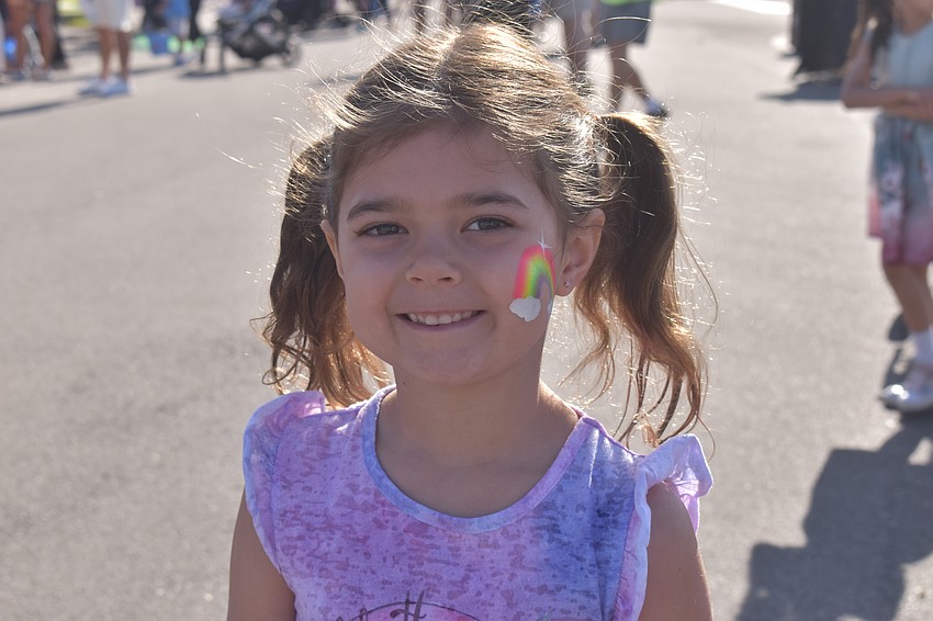 Everess Zetts, 5, loves rainbows, so it was an easy decision when she had her face painted at Eggstravaganza.