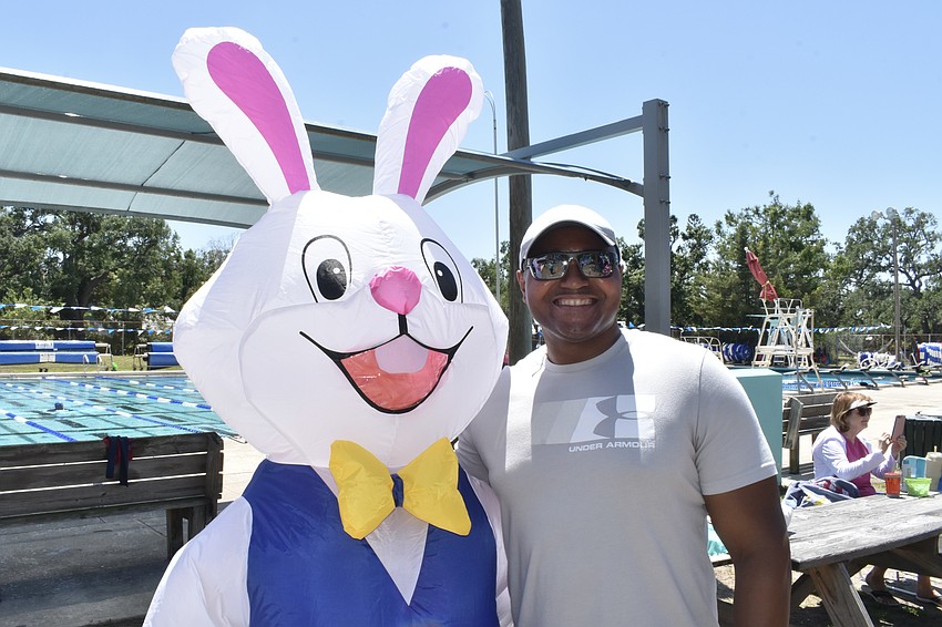 The Easter Bunny and Director of Parks and Recreation Jerry Fogle
