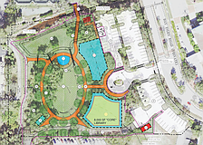 The library will be constructed on the light green area depicted on this map within Longboat Key's Town Center Green. The entire library would be around 11,230 square feet with the possible enhancements.