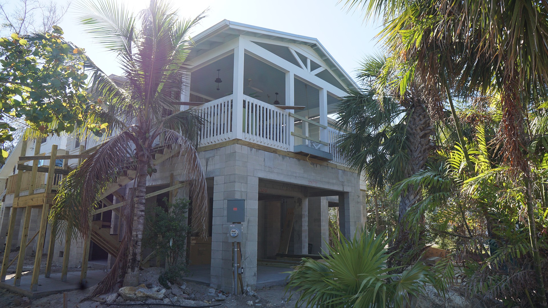 The Rippy's house is in the process of being elevated about 12 feet.