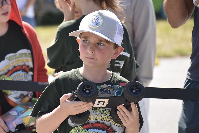Beckett Saunders makes his way towards the race track.