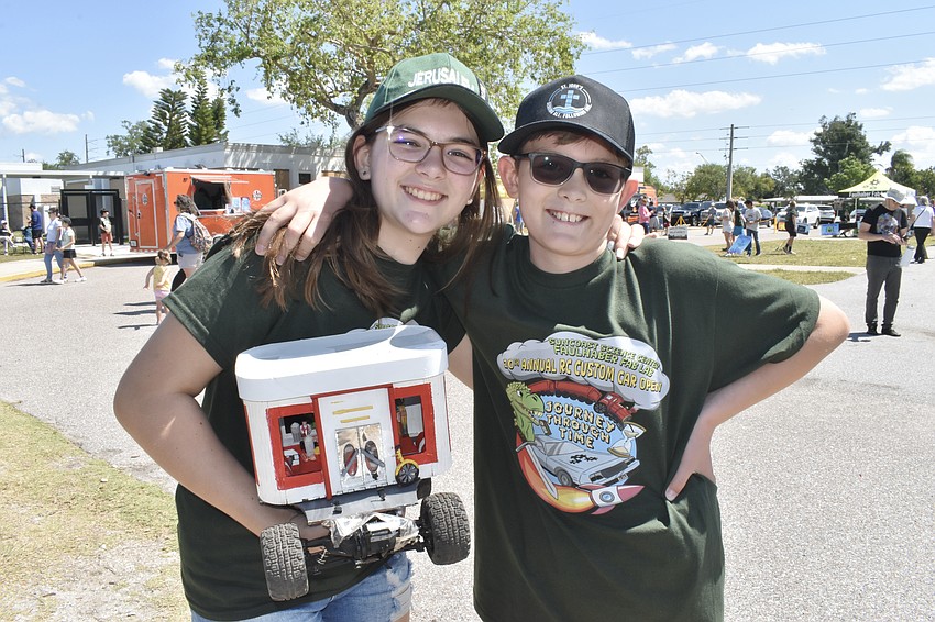 Seventh grader Layla Loeffel and her brother, fifth grader J.D. Loeffel, created a car themed after a 1950s diner.