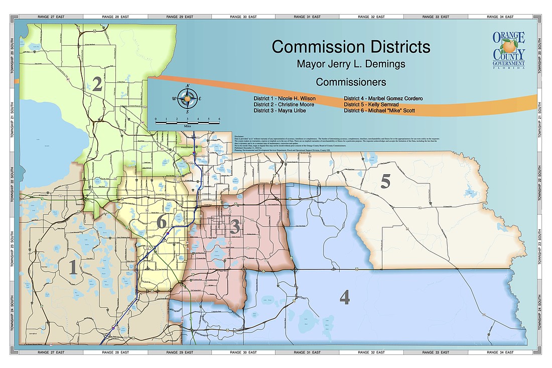 Orange County District 1 Commissioner Nicole Wilson said about 60,000 people will be redrawn out of each of the existing districts to create two new ones. However, the census data being used for this process is five years old.
