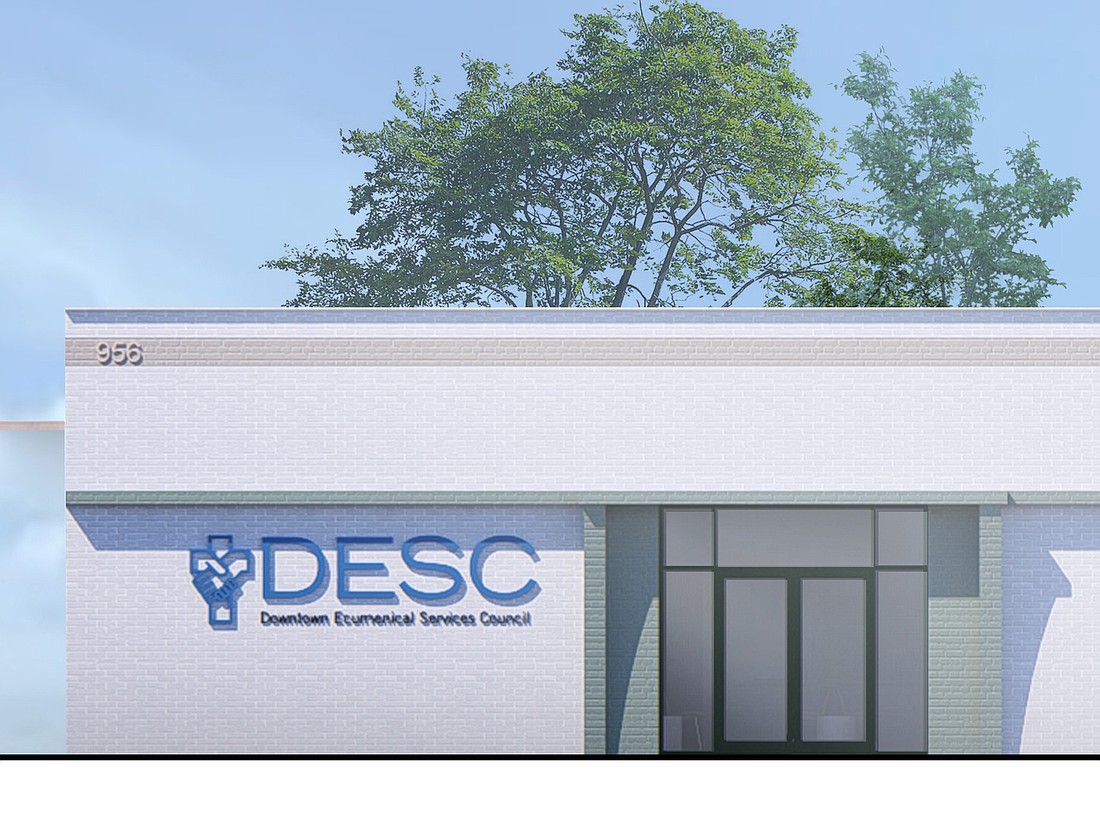 The entrance to the Downtown Ecumenical Services Council building planned at 956 N. Liberty St.