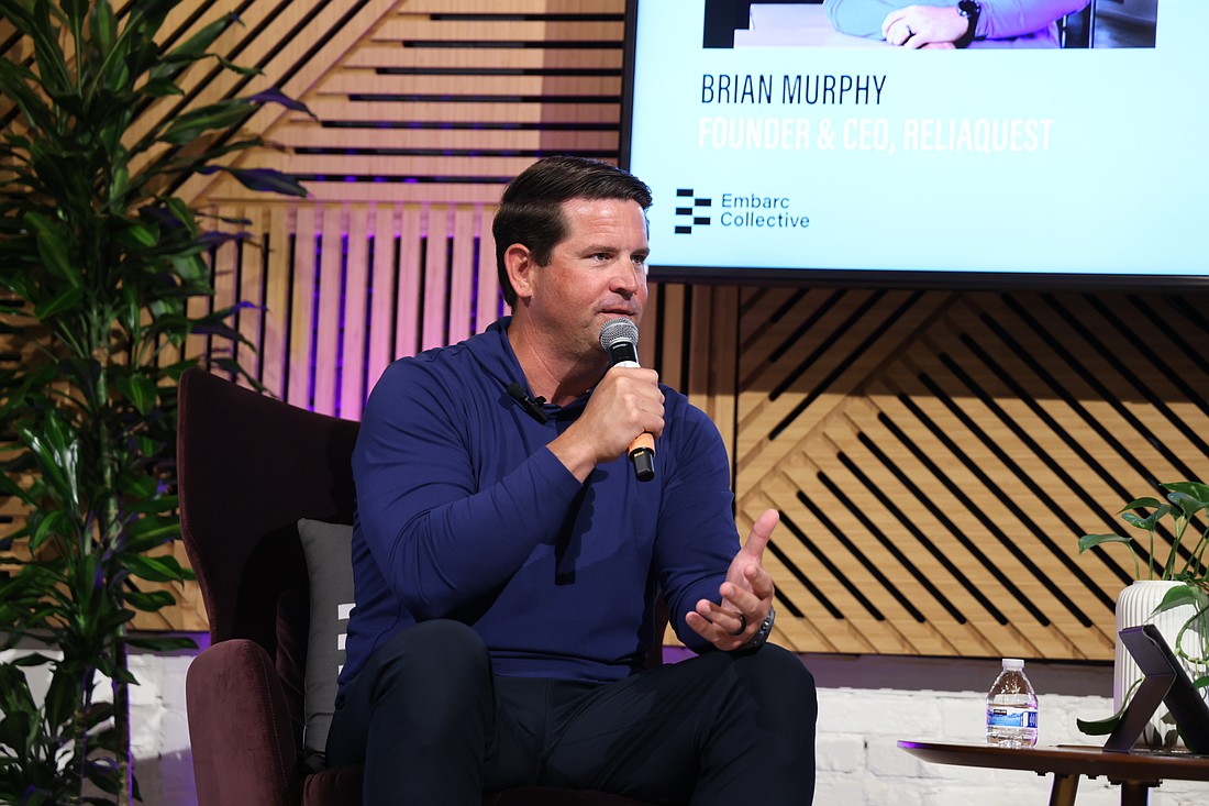 Reliaquest CEO Brian Murphy reflects on building and scaling the company to its current $3 billion valuation at Embarc Collective's Builder Series in Tampa.