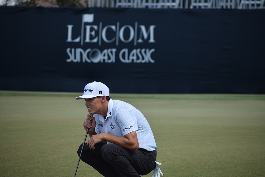 Johnny Keefer lines up a putt on No. 18 at Lakewood National during the third round of the LECOM Suncoast Classic on Friday. Keefer shot a 2-under 69 to put him in a tie for 19th place.