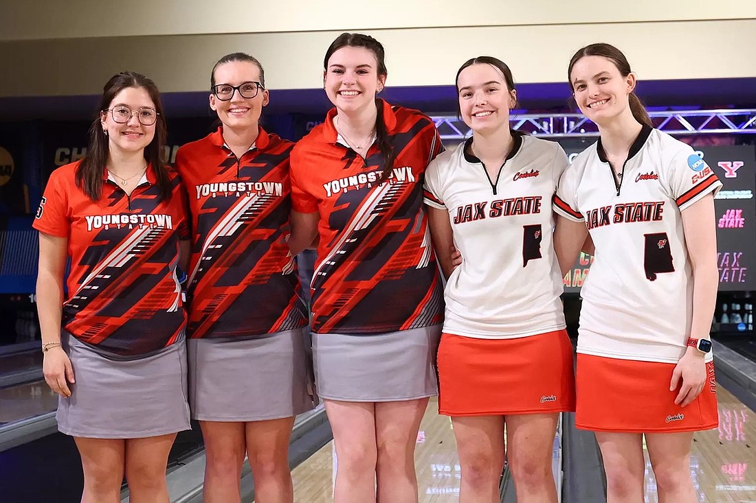Youngstown State had three bowlers named to the National Championship All-Tournament team: Jade Cote, Madyson Marx and Ormond Beach's Kara Beissel (center). Courtesy photo