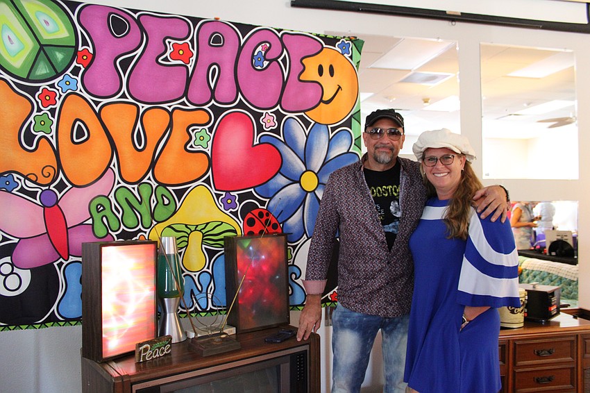 Tom Schlund and Marilyn Moss, the minds behind The Groovy Room, provided decorations and entertainment for The Paradise Center's farewell party.
