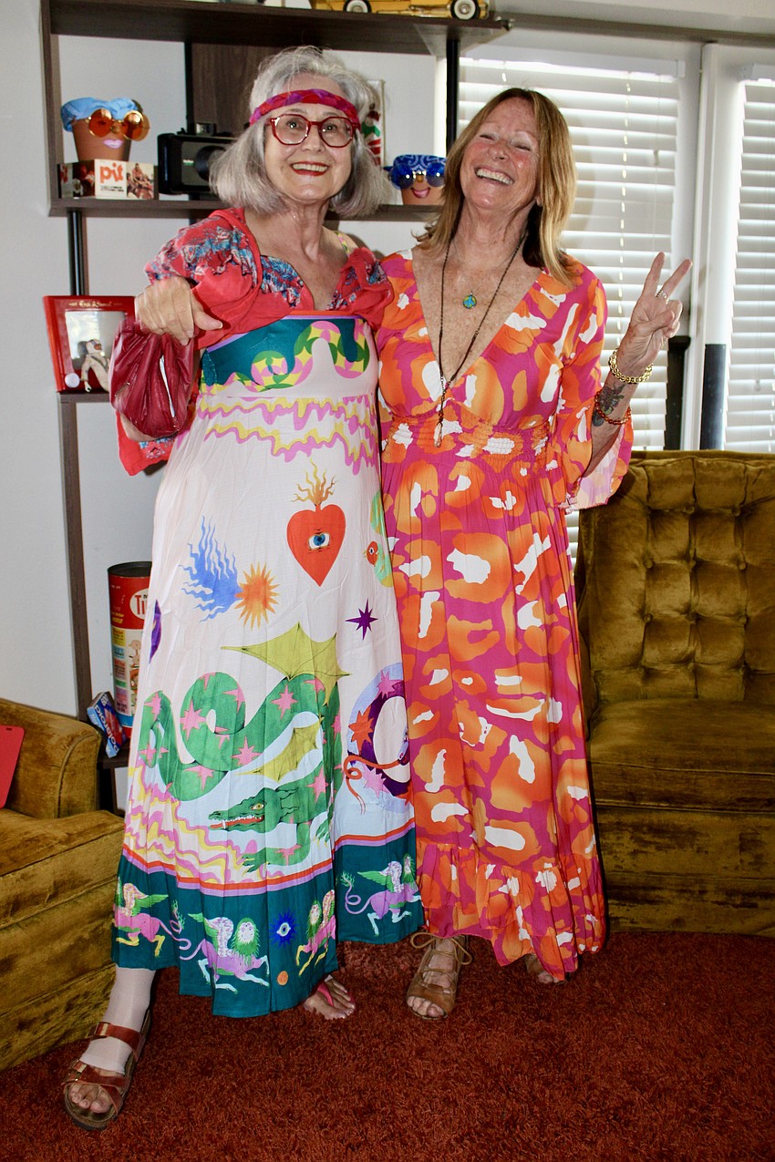 Judy Fetherston and Debby Debile show off their best 70s fashion.