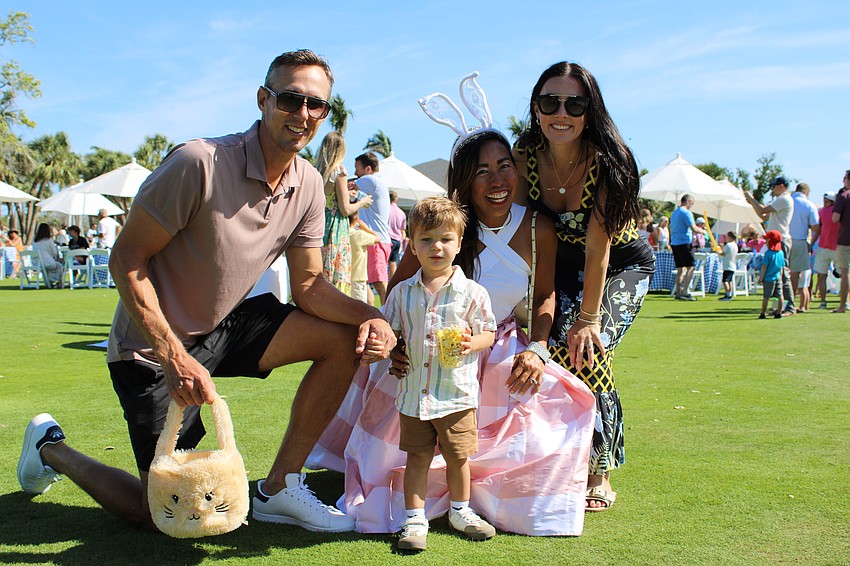 Debbie White shows off her festive bunny ears while enjoying the Longboat Key Club Resort Easter activities with Kyela, Robert and 2-year-old Aiden Jendelund.