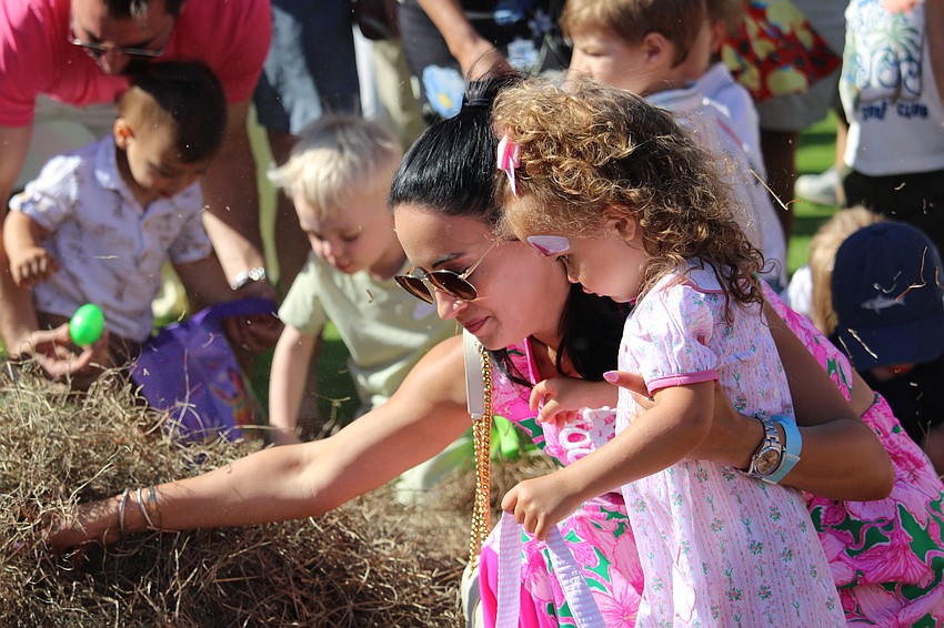 It took an eagle eye for families to spot the eggs in the hay.