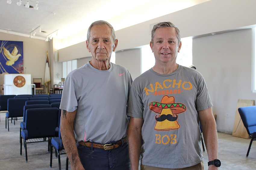 The father-son team of Bob and Bob Mazuruk help out with the Longboat Island Chapel renovation.