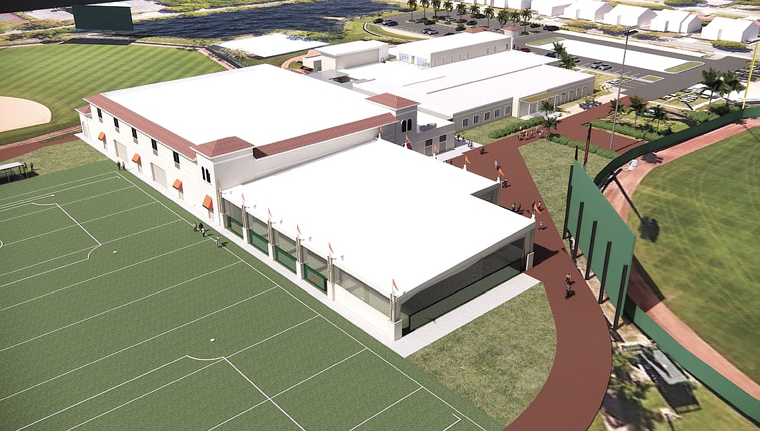 A rendering of the Baltimore Orioles' planned $23 million player development facility at Ed Smith Stadium