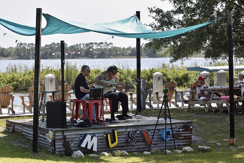 Blues musicians Miguel Primero and Steve Arvey play at Jiggs Landing April 24.