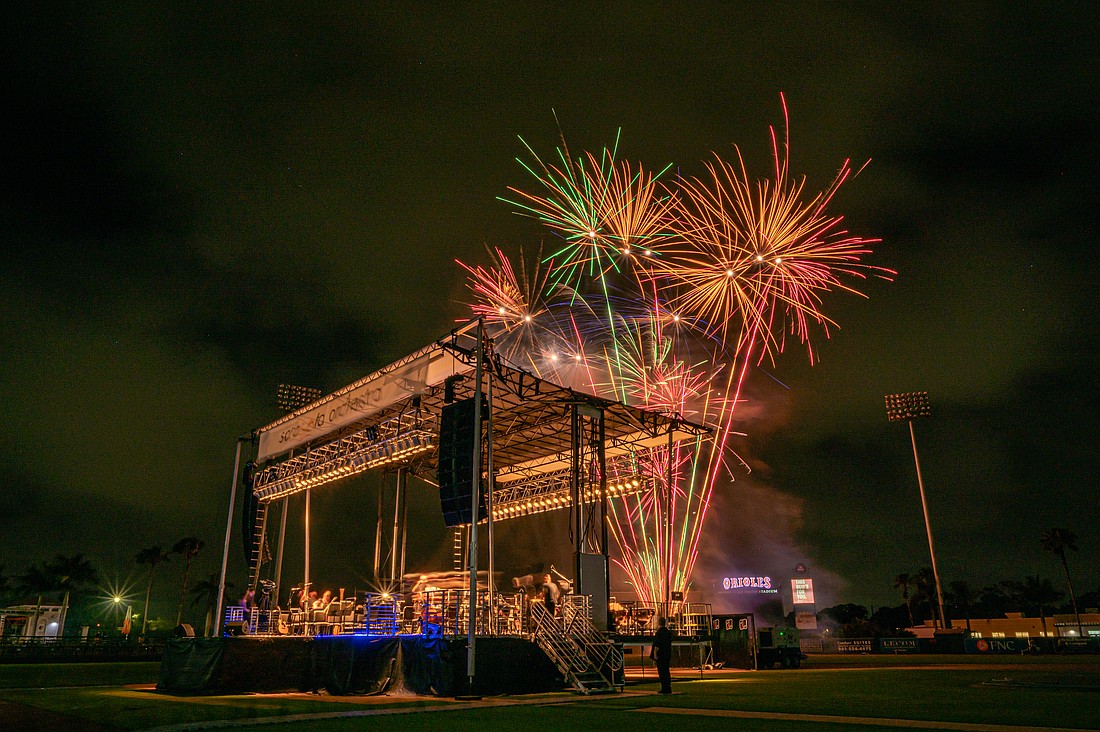 Sarasota Orchestra's Pops concert, "Country Hits: Songs From Nashville," will conclude with fireworks at Ed Smith Stadium on Friday, May 2.