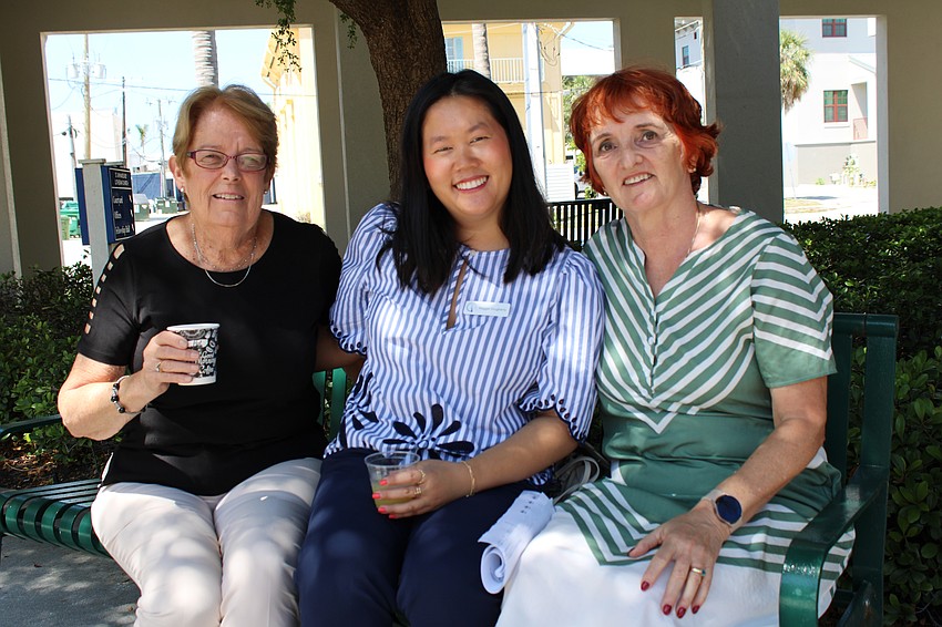 Bobbi Johnson, Maggie Dougherty and Chris Sturm share their appreciation for the renovation, particularly of the gardens.