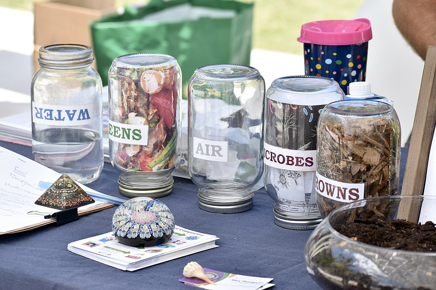 Materials are on display at the Sunshine Community Compost table.