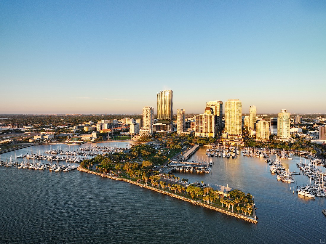 A rendering of the 50-story Waldorf Astoria Residences St. Petersburg's place in the skyline.