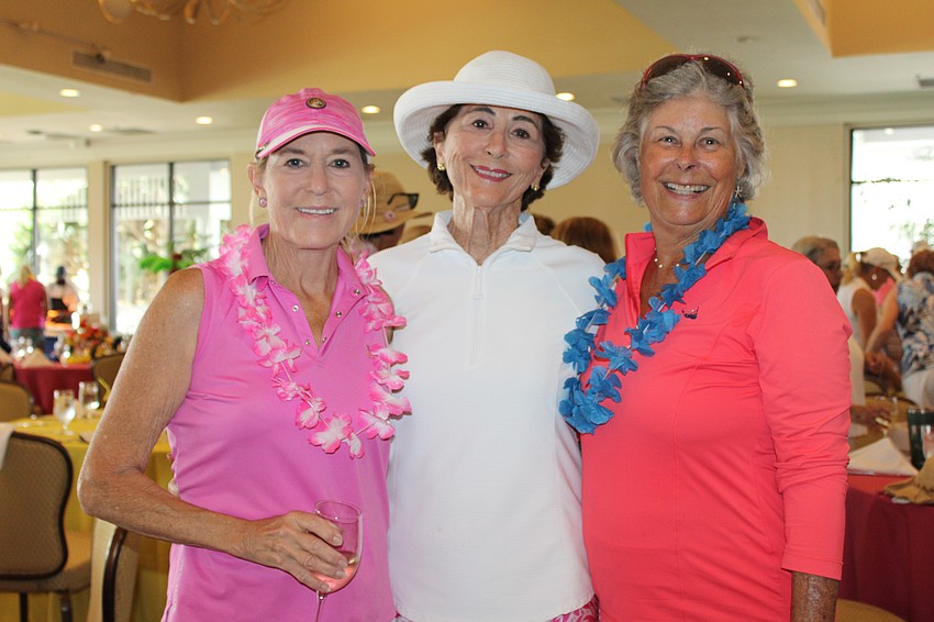 Mary Taylor, Barbara Brizdle and Marcie McGovern enjoy the Women's Golf Association of Longboat Key farewell luncheon.