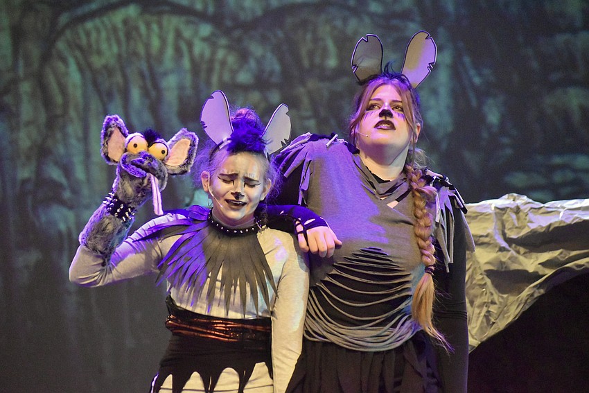 Ella Clark and Avonlea Konczal play the hyenas, Banzai and Shenzi.