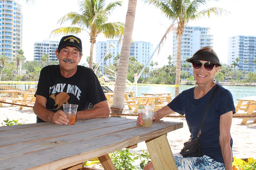 Sarasota residents Larry and Susan Siebl were fans of O'Leary's Tiki Bar & Grill before hurricanes Milton and Helene, and they were thrilled to join staff in celebrating the official reopening on Friday.