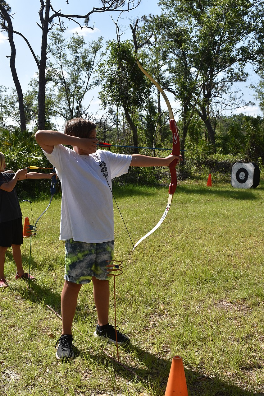 Bradenton's Kolton Rondenne is one of the more experienced archers. He attended archery camp at Rye Preserve last summer.
