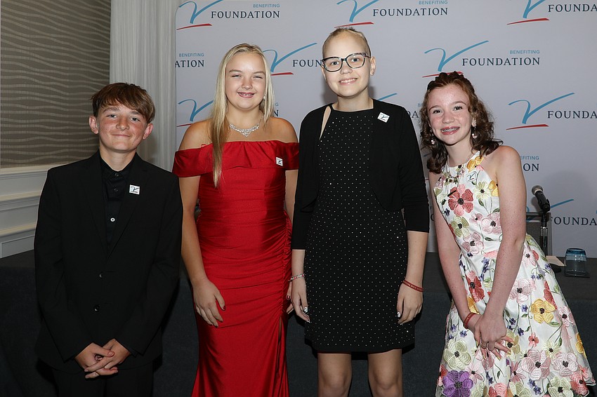 Cannon Wiggins, Emily Ayers, Hannah Macdonald and Harper Harrell are part of Dick's All-Courageous Team at the 20th Annual Dick Vitale Gala held on May 2 at The Ritz-Carlton, Sarasota.