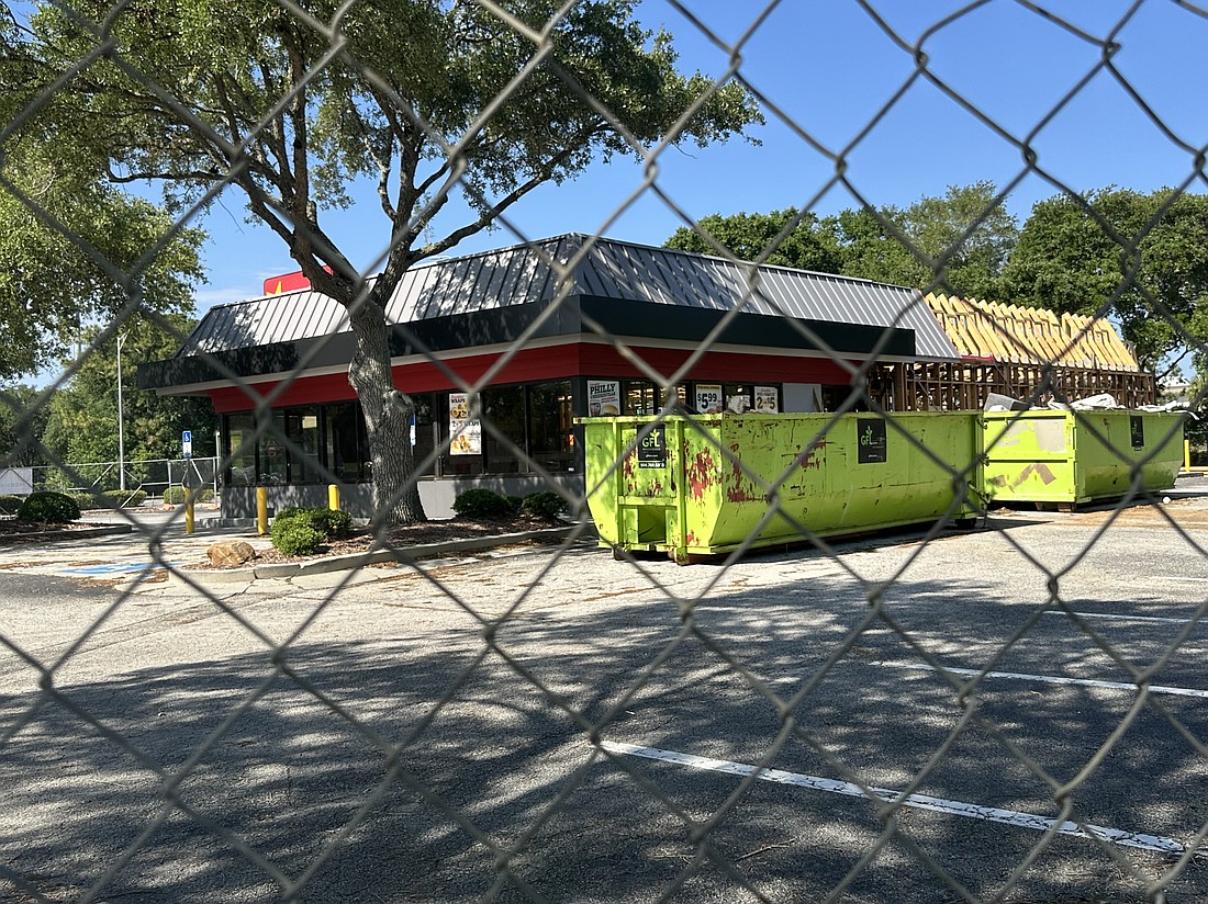 The closed, fire-damaged Hardee’s at 9111 Merrill Road east of Southside Connector and Interstate 295.