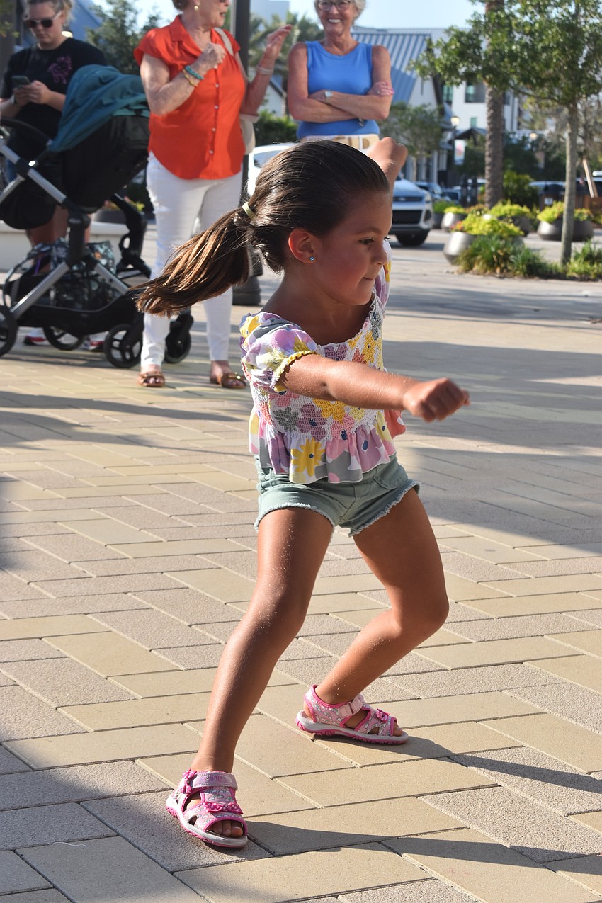 Sarasota 4-year-old Amelia Barfield dances the night away.