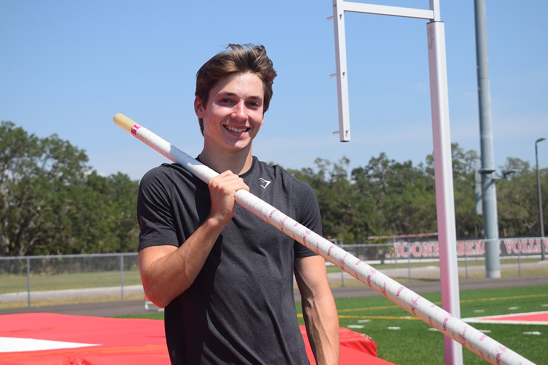 Alex Bates placed first at the Class 4A Region-3 meet with a pole vault of 4.20 meters on May 3.