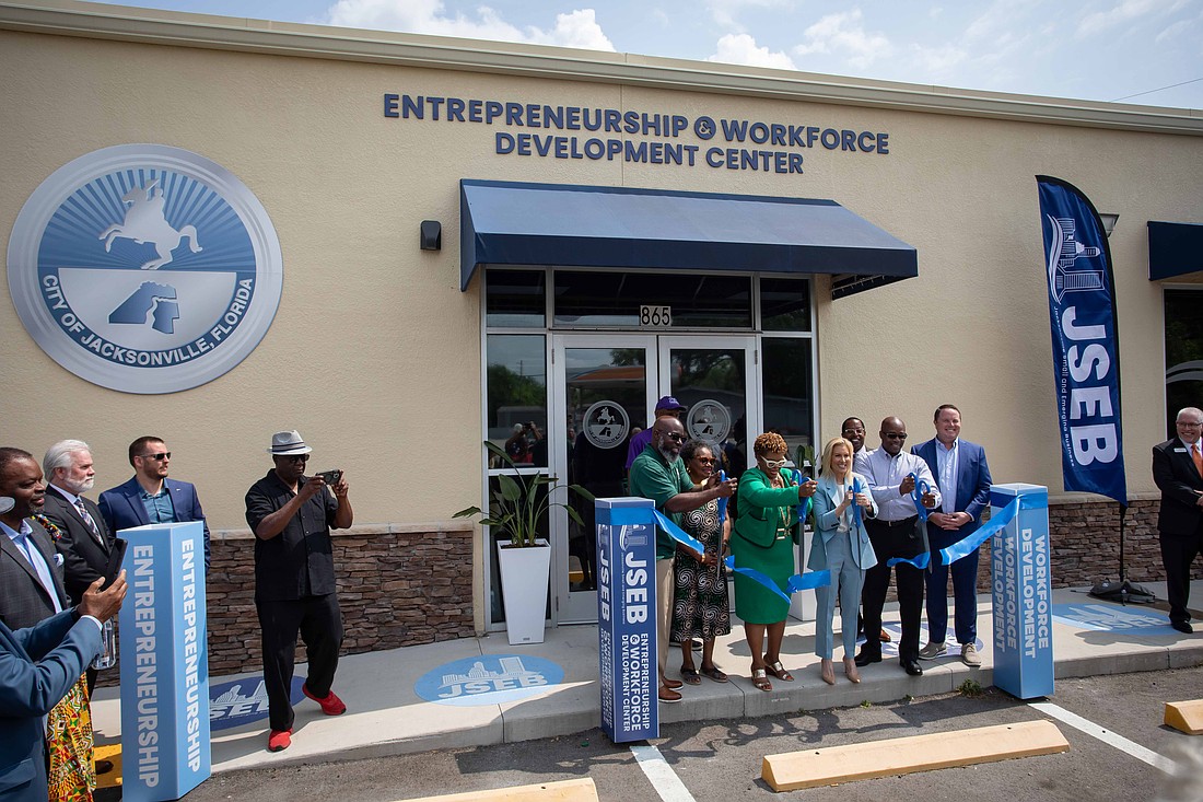 A ribbon-cutting was part of the May 7 opening event for the Entrepreneurship Workforce Development Center at 865 Golfair Blvd.