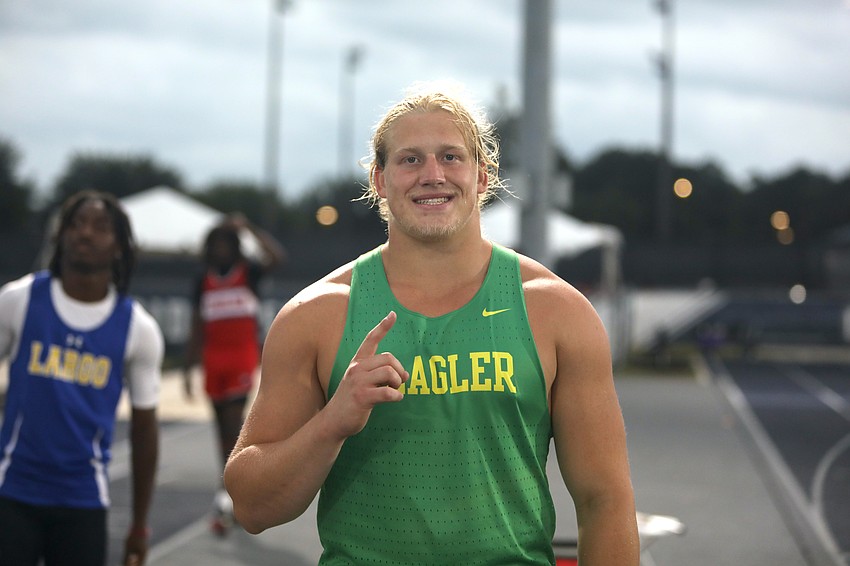 Colby Cronk was No. 1 in shot put at the Class 4A state track and field championships. The senior won shot put and placed second in discus for the second straight year. Photo by Brent Woronoff