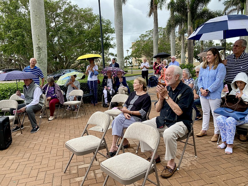 Congregation members braved the drizzle on Sunday to witness the May Crowning.