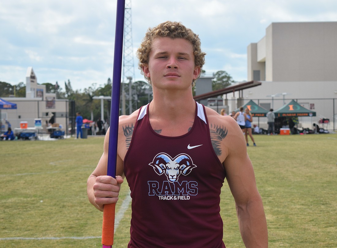 Riverview junior Anthony Miller threw a personal-best 58.76 meters in the javelin at the 4A state championships on May 10.