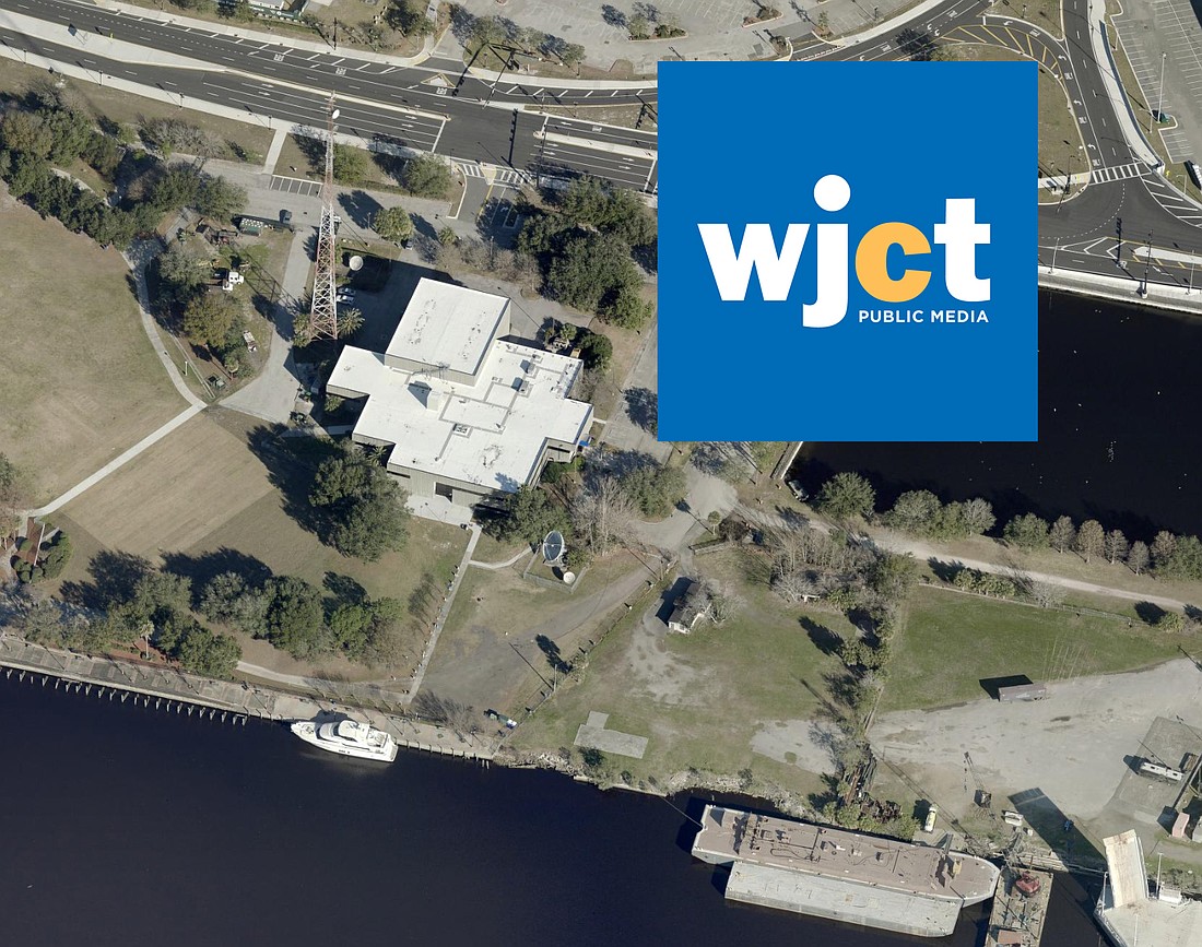 The WJCT studios on the Downtown Northbank near EverBank Stadium. The city wants to build a marine fire station southeast of the property.