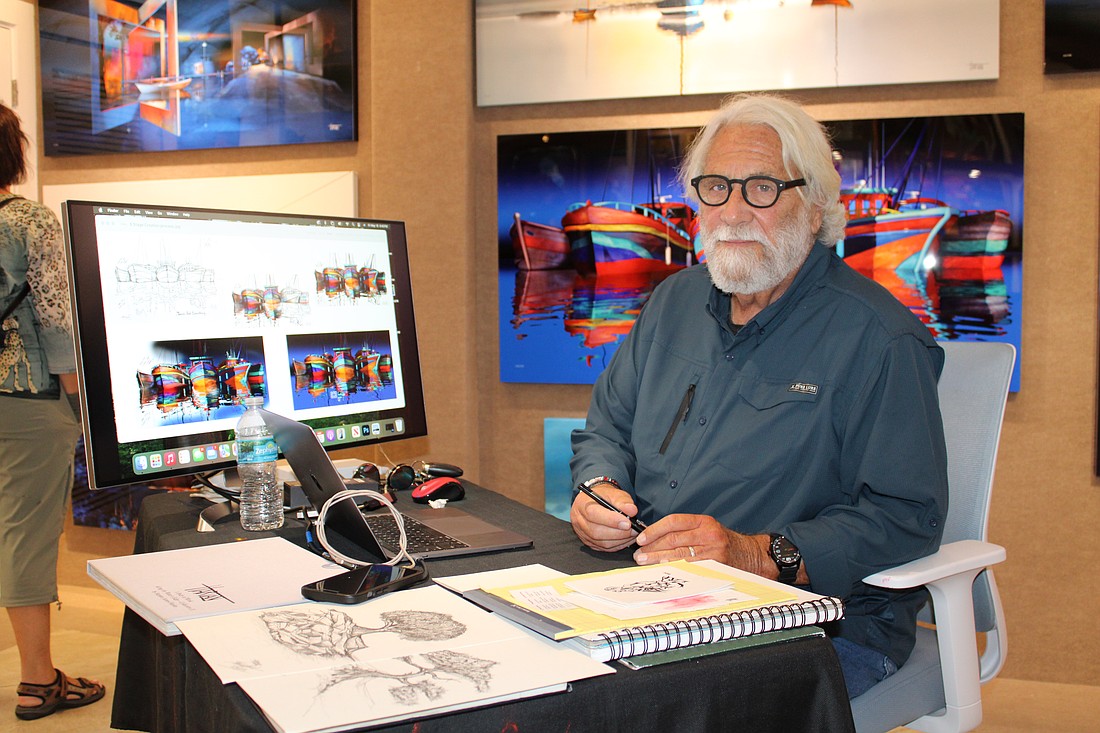 Artist Stephen Harlan offers a glimpse into his creative process this weekend at Wyland Gallery Sarasota on St. Armands Circle.