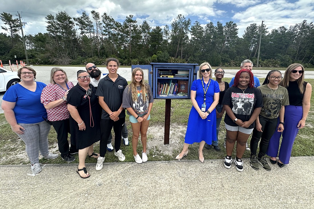 Matanzas High School held a ribbon cutting for its Little Free Library. Courtesy photo