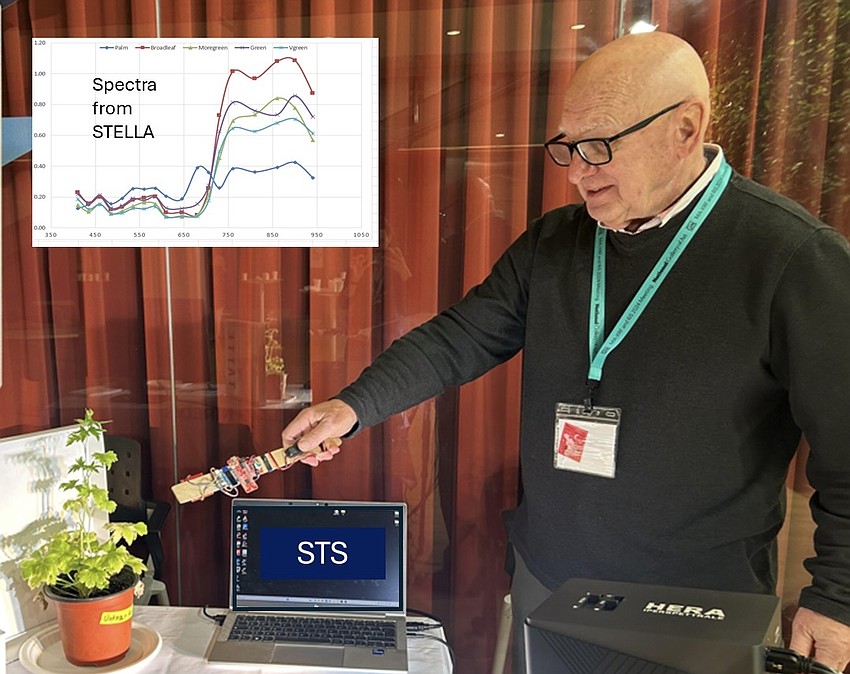 Nick Barbi, founder of the Science and Technology Society holds one of the spectrometers made by students.