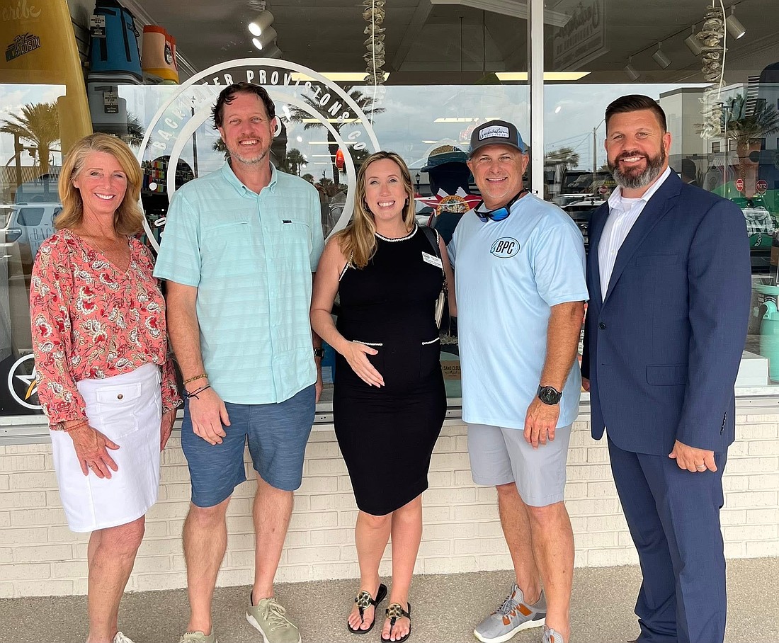 Ormond Beach City Commissioner Lori Tolland, franchise owner Tony Puglia, Ormond Beach Chamber of Commerce Vice Chair Michelle Tisdale, Backwater Provisions owner Darren Loscalzo and Ormond Beach City Commissioner Travis Sargent. Courtesy photo
