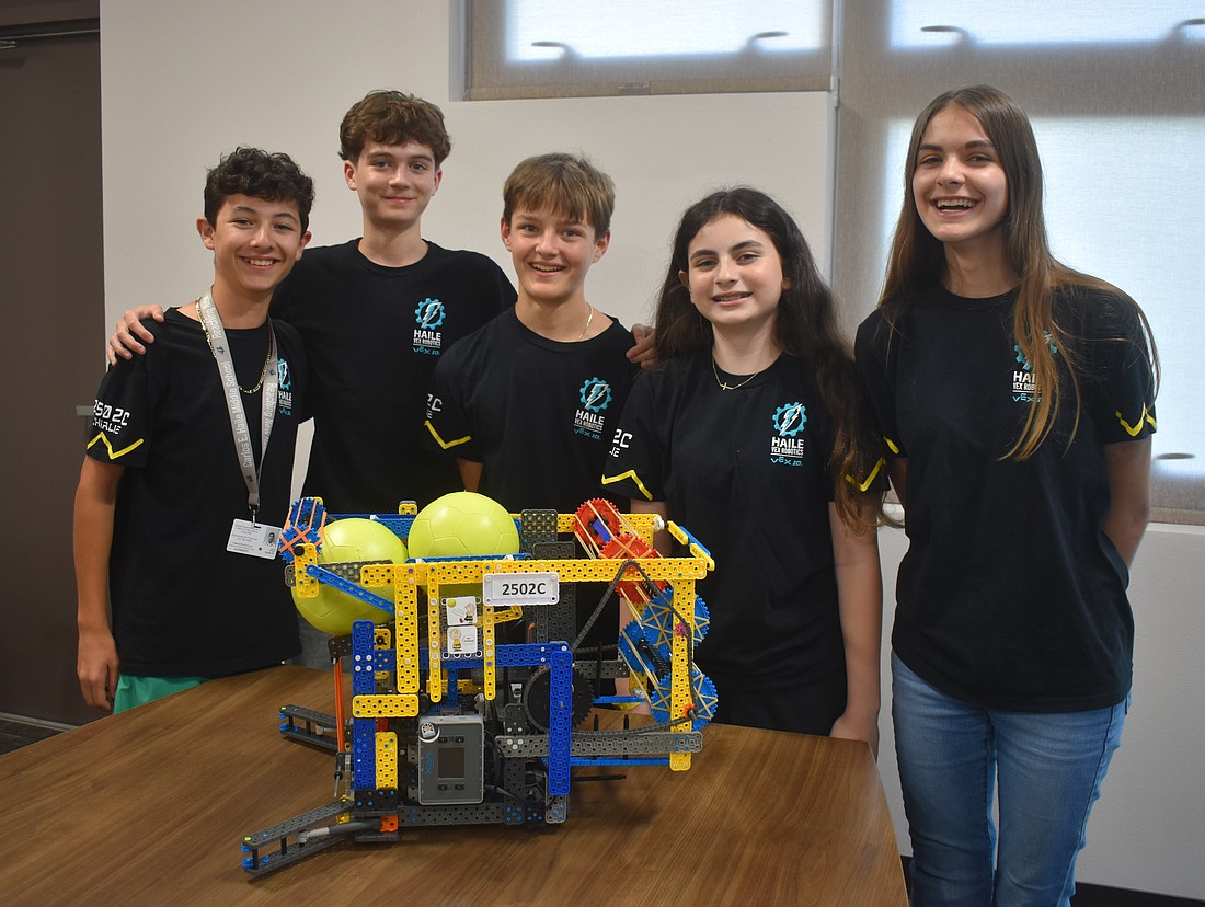 Seventh grade students at Haile Middle School Cooper Gallegos, Connor Willats, Joshua Parker, Sofia Laubacker and Amelia Cendere make up team "Charlie."