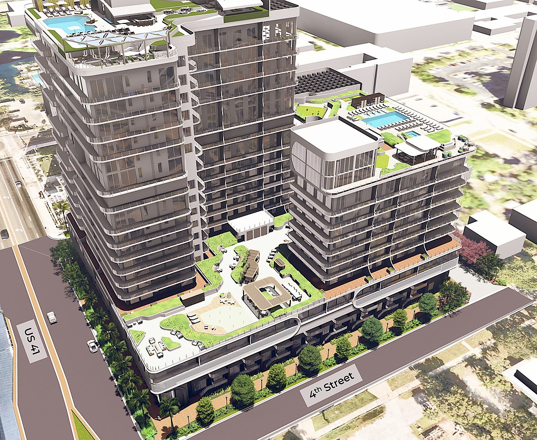 A rendering by Kimmich Smith Architecture of Saravela, which is planned between Fourth and Fifth streets at North Tamiami Trail.