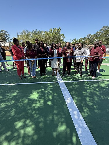 Bethune-Cookman University administrators cut the ribbon on a new recreational area for students. Photo courtesy of Bethune-Cookman University