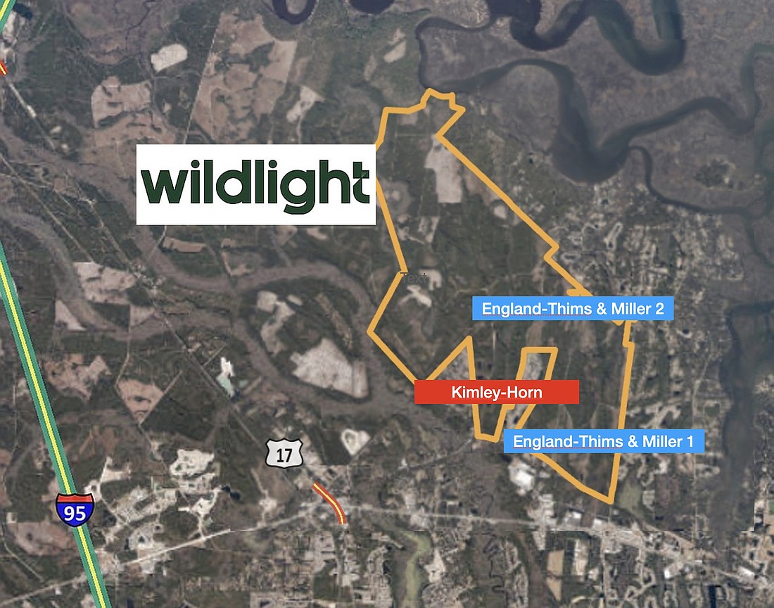 There are three subdivisions planned in Garden District in Yulee’s master-planned Wildlight community. The projects in blue are under review by the St. Johns River Water Management District.