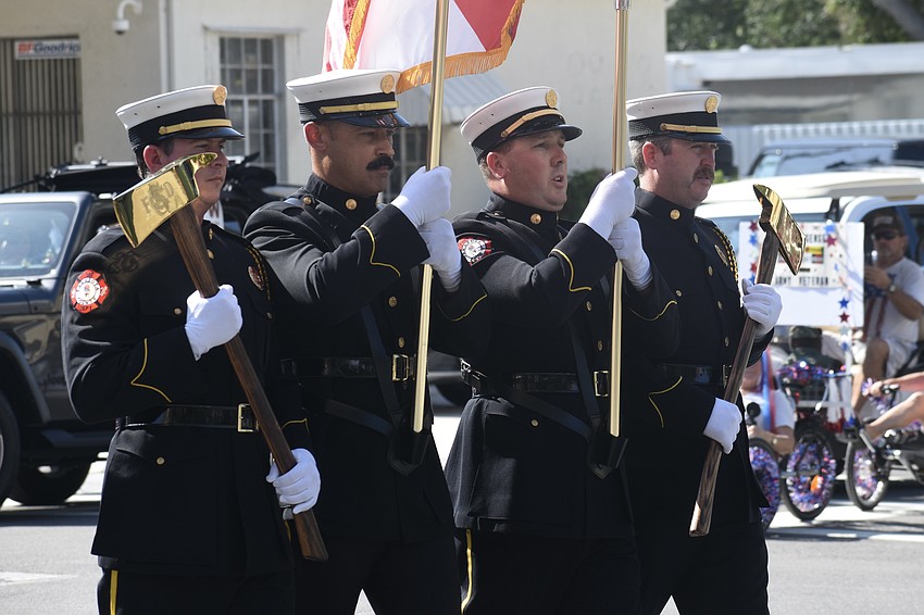 The Sarasota County Fire Department helps lead the parade.