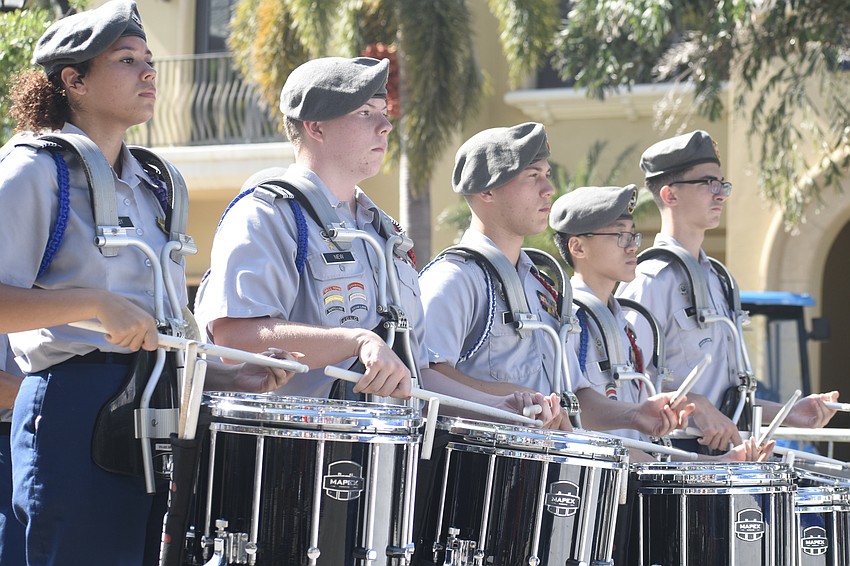 Sarasota Military Academy students Skyler Selby, Nathan New, Aiden Blair, Benson Van and Desmond Hunter walk in the procession.
