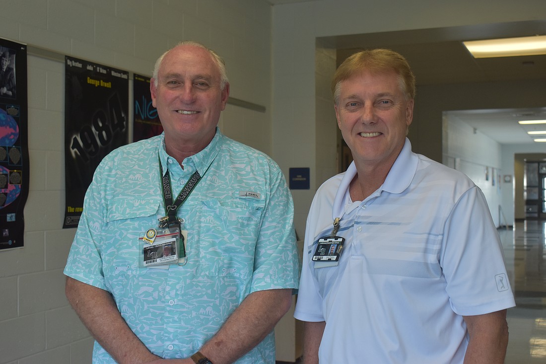 Daniel Bryan-Beachler and Bryan Thomas both grew up in Indiana and have each taught for 38 years. Bryan-Beachler has been a teacher at Lakewood Ranch High School since 2001 and Thomas has been a teacher there since the school opened in 1998.
